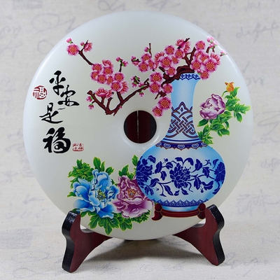 北京大学北大纪念品玉扣摆件平安扣摆件礼品礼物高档复古陶瓷装饰盘锦