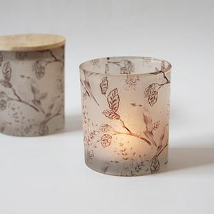 新中式玻璃烛台DIY香薫蜡烛空杯现代家居INS装饰摆设不含木盖