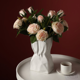 手感保湿 花束仿真花饰家居室内摆件婚礼假花拍照装 饰道具花卉玫瑰