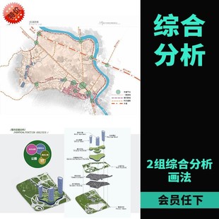 室外园林景观PSD符号素材旅游规划建筑设计分析图方案PS源文件