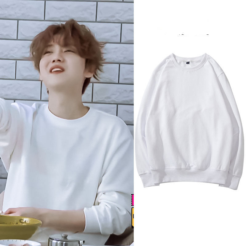 哈哈哈哈哈鹿晗同款衣服外套白色长袖卫衣男女宽松休闲上衣2021新