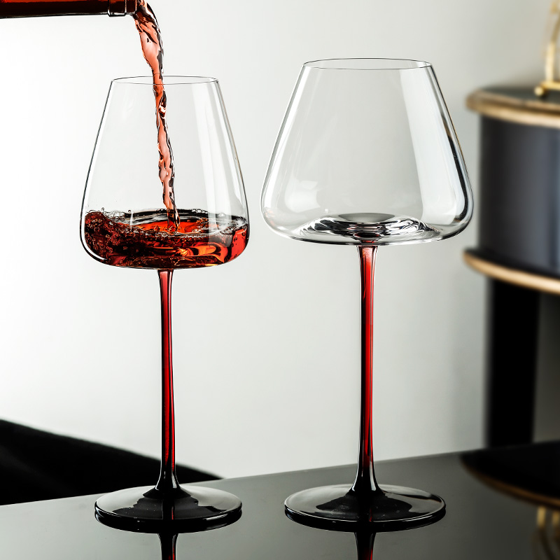 黑领结红酒杯欧式奢华高档水晶高脚杯套装家用勃艮第葡萄酒杯子