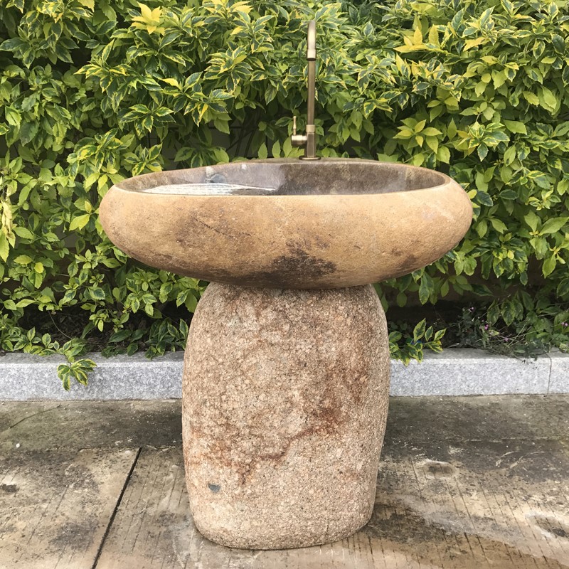 石头洗衣池带搓板一体户外水池庭院整石洗衣水槽鹅卵石洗衣台室外