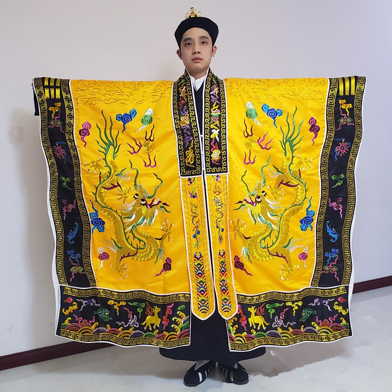 金线法衣九龙道教金线绛衣黄色法服道袍服装刺绣道士用品道衣道家