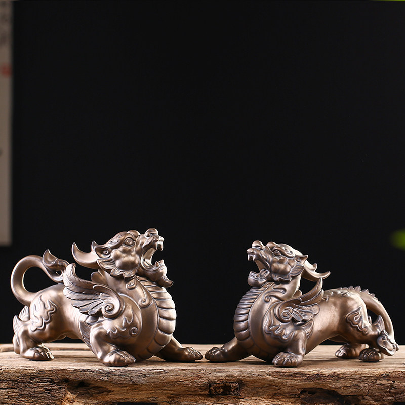 麒麟一对陶瓷招财貔貅摆件家居客厅装饰品办公室玄关镇宅开业礼品