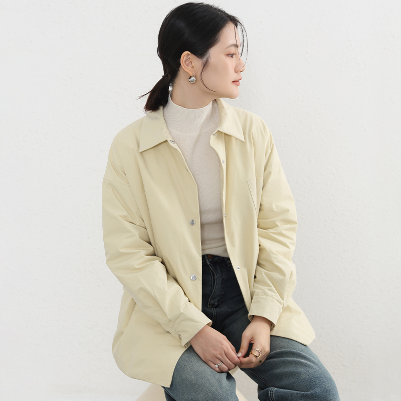 MIUZA设计款白鹅绒衬衫式羽绒服女轻薄小众夹克外套2023冬季新款