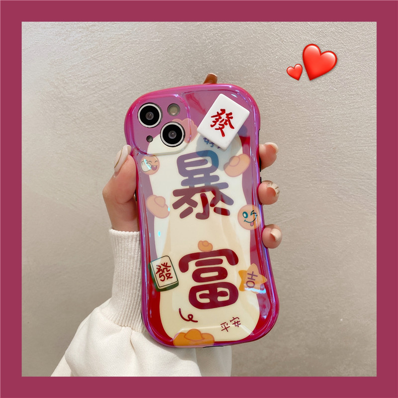 暴富好运麻将发立体转转oppoReno7手机壳女reno10/8/6/5+/4se/9防摔k5/k7/k9pro超火a72/93/52/55/92s/96硅胶