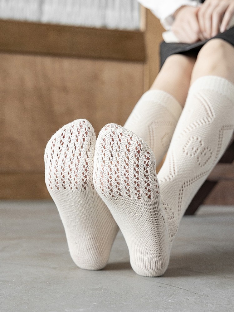 匹克企鹅jk白色小腿袜半筒袜子女夏季薄款学院风黑色及膝袜半截袜