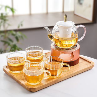 高档玻璃女士精致茶具一人煮茶壶新款小茶壶套装办公室蜡烛温茶炉