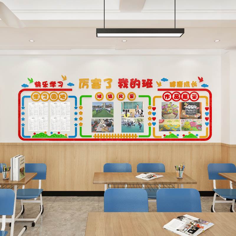 厉害了我的班创意教室布置装饰学习园地班级风采作品展示文化墙贴
