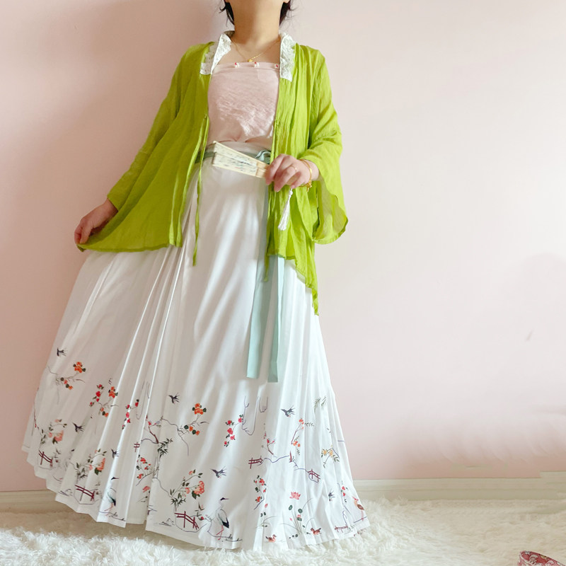 舜华集【百迭花鸟裙】原创汉服仿孔府花鸟裙马面百褶百迭裙印花