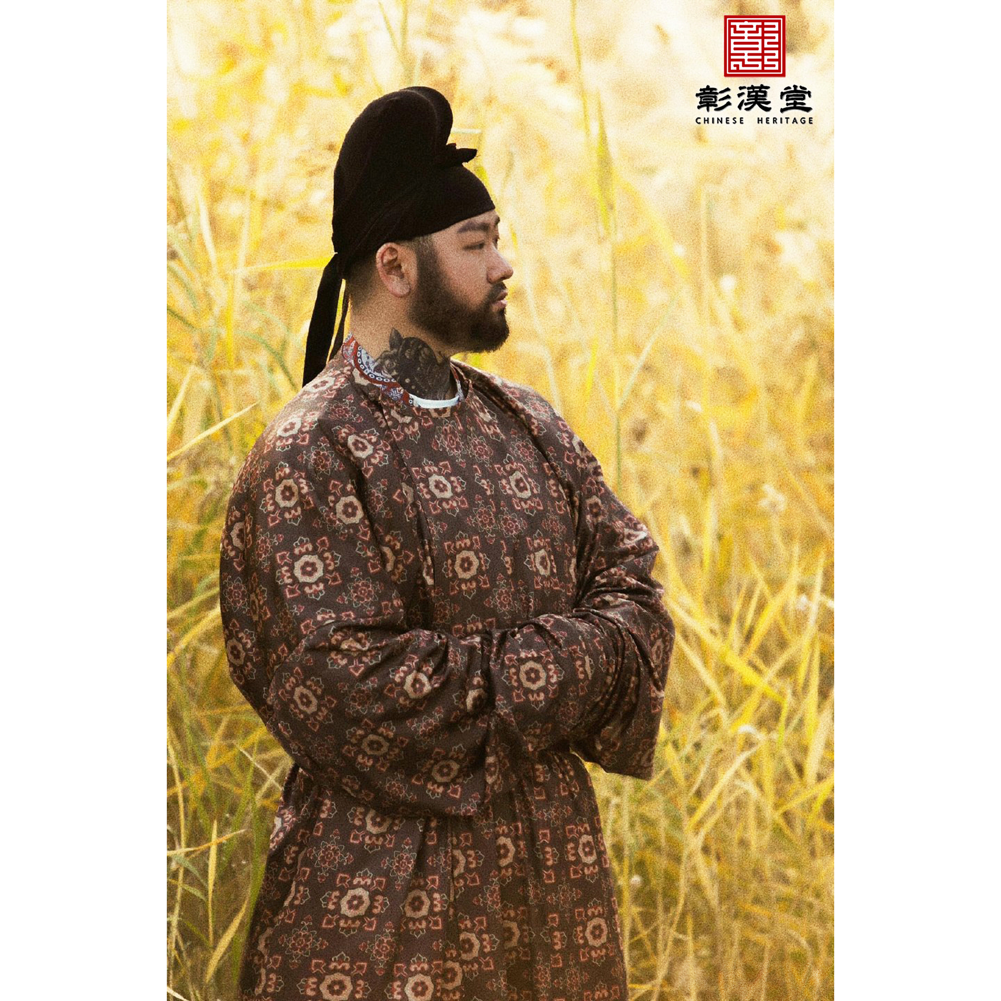 【彰汉堂】 盛唐 圆领缺胯袍褐茶地宝花纹复原大放量汉服四季男女
