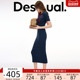 Desigual【Lacroix联名】25春夏新款弹力修身坑条印花短袖连衣裙