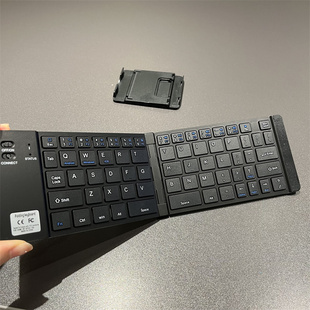 折叠蓝牙键盘无线高级感铝合金micro usb充电口适用于平板安卓手机笔记本电脑带支架迷你便携磁吸可折叠键盘