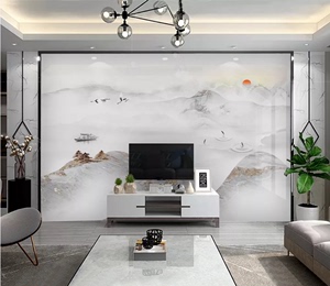 8d中式新款电视背景墙大气壁画圈圈聚财墙布壁纸5d立体卧室客厅3d