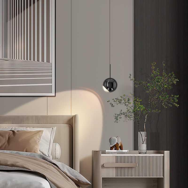 卧室床头小吊灯轻奢高级感可90度旋转自由升降客厅沙发吧台吊线灯