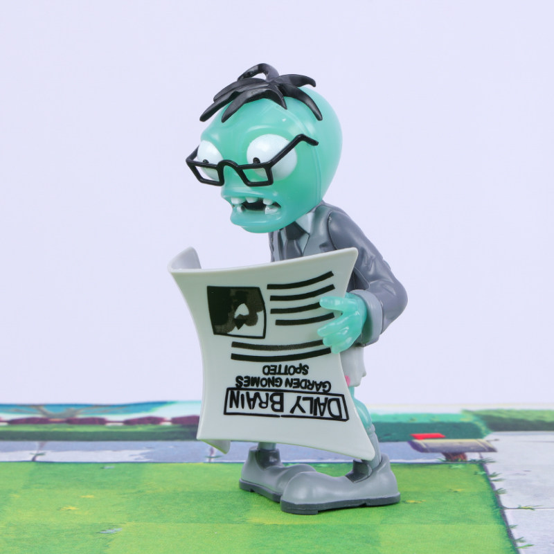 新款植物大战僵尸玩具的单个报纸僵尸读报二爷可发光僵尸手办男孩