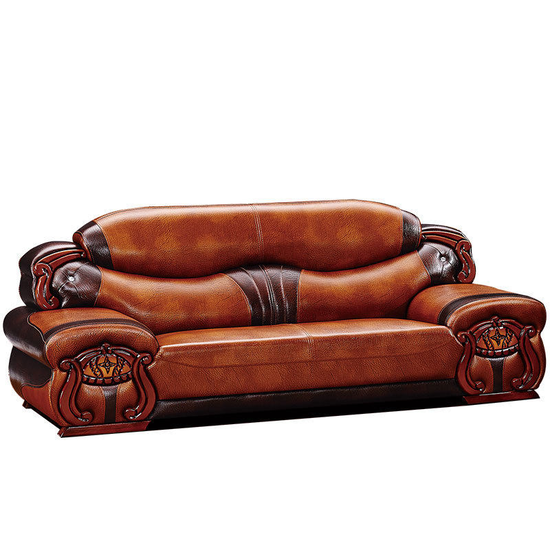 鼎魅真皮沙发头层牛皮客厅组合三人位实木欧式厚皮艺123小户u型家