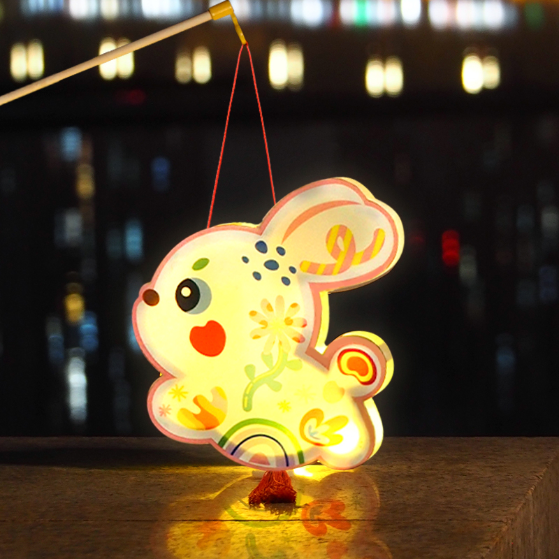 新年灯笼2023新款儿童手提春节元宵挂饰手工diy材料古风兔子花灯