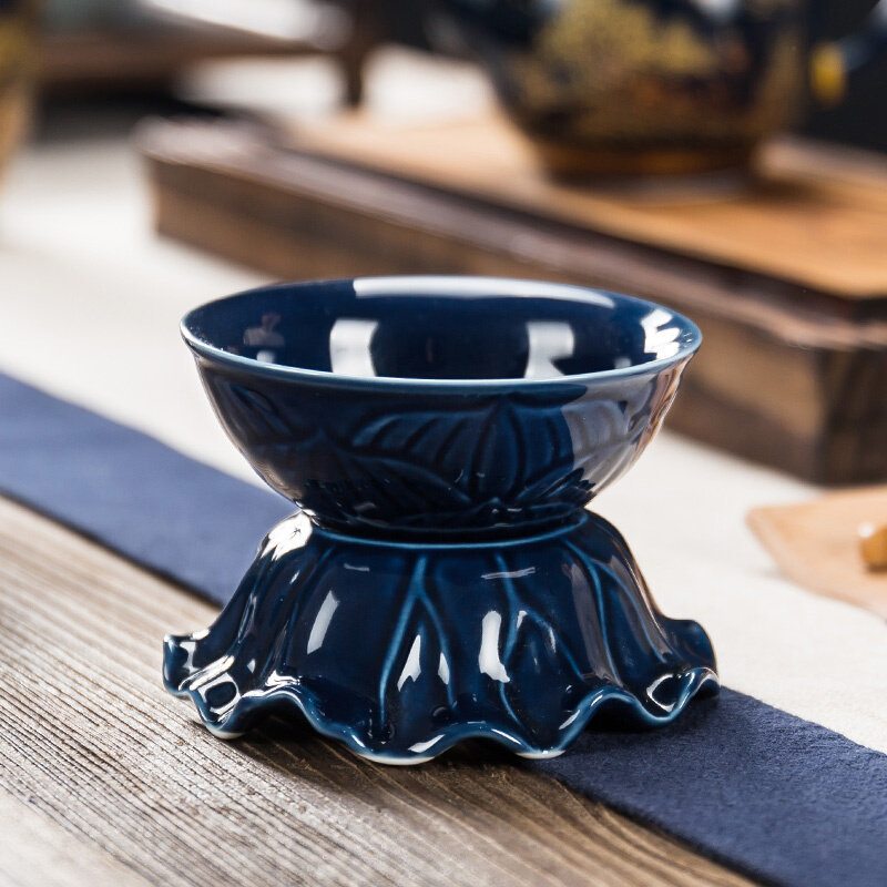 茶霁滤器弘茶器功茶滤约博漏品家茶陶叶过茶瓷滤用臻简夫蓝具