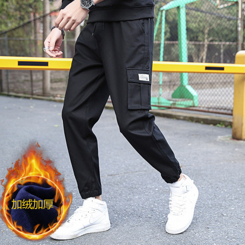 2019新款工装裤男加厚束脚休闲裤男ins超火的男长裤韩版男裤