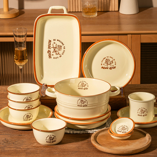 碗碟套装家用碗2024年新款釉下彩陶瓷餐具碗筷盘子碗具套装送礼