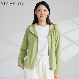 VIVIAN LIU薇薇安刘 R2357306秋女装新款针织毛圈连帽针织外套