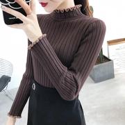 Boutique] autumn and winter new fungus edge thickened half-high collar sweater women's pullover short knitted bottoming shirt