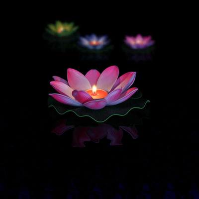 河灯蜡烛许愿荷花灯河灯莲花中秋节祈福灯灯带荷叶荷灯水灯