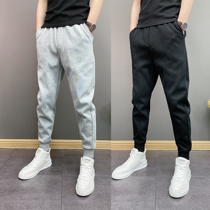 新款春夏季潮百搭束脚小脚裤男士青年痞帅搭配马丁靴运动休闲卫裤