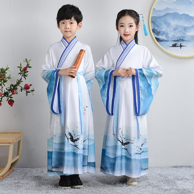 男女童汉服中国风秋冬古装公子少爷装小学生班级国学开笔礼演出服