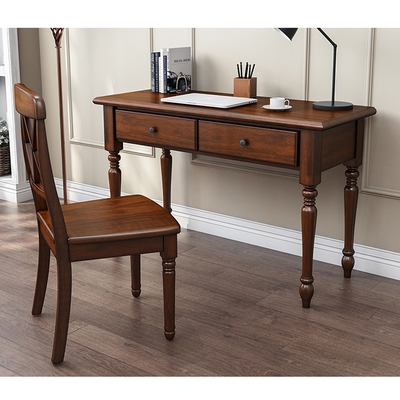 美式实木书桌电脑桌小户型办公桌欧式家用写字台学生学习桌子简约