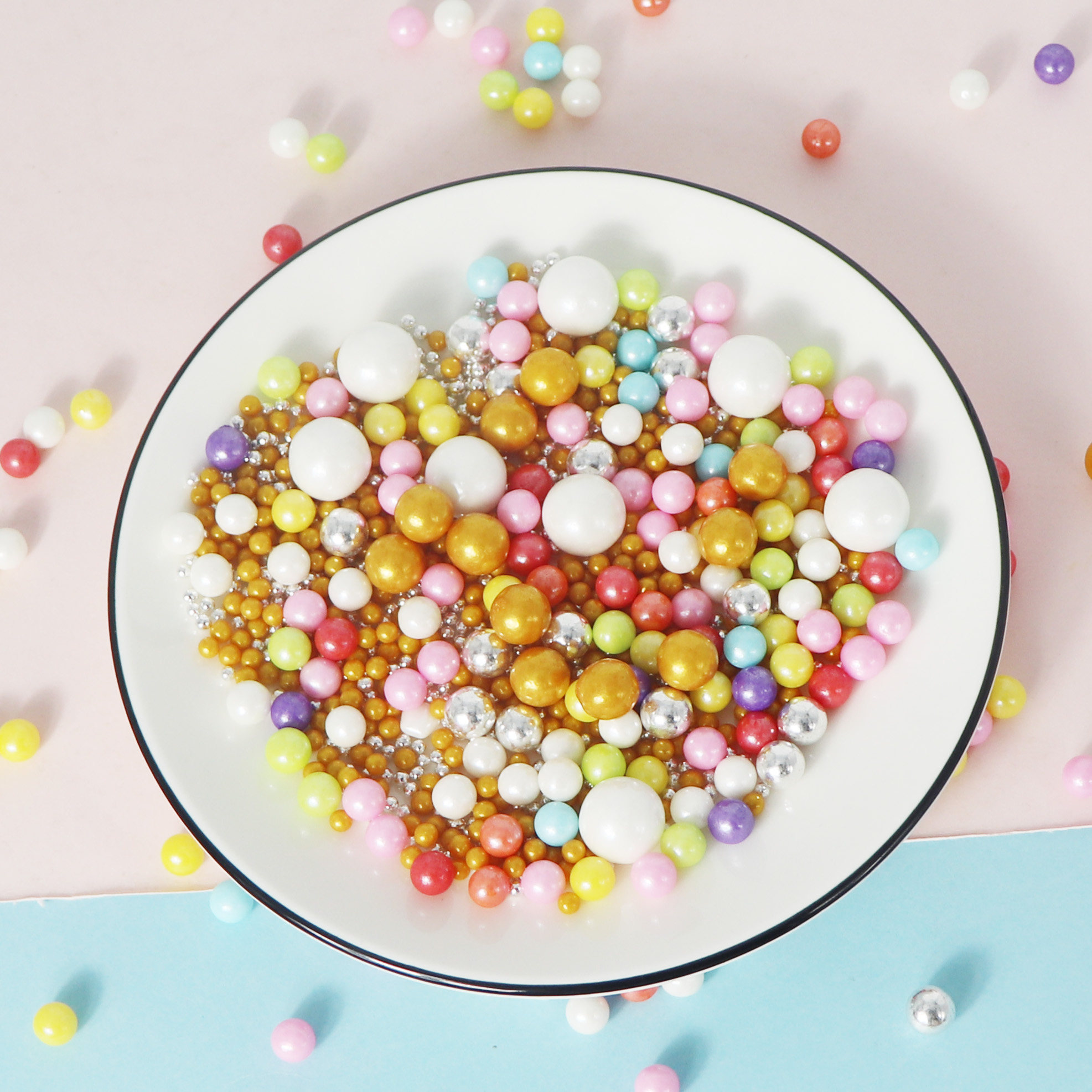 装饰生日蛋糕烘焙糖果杯子蛋糕糖珠银色金色金色彩节日装扮用品