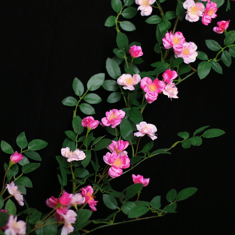 仿真花蔷薇花藤条 高仿藤蔓 婚庆装饰花藤蔷薇花假花装饰壁挂藤条