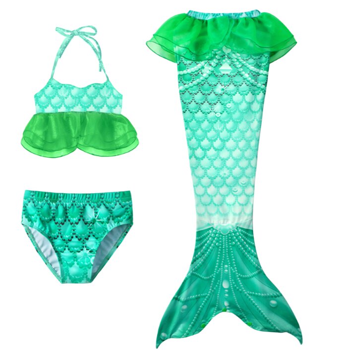 儿服装美m尼分日套本子体泳女鱼衣主衣基公孩尾比童裙宝鱼人宝巴