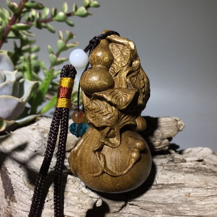 可以实木桢楠手小叶挂件文玩葫芦手把木雕楠木木雕