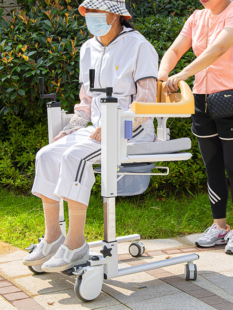 多功能移位椅卧床病人家用护理手摇升降机瘫痪老人洗澡推车转移器