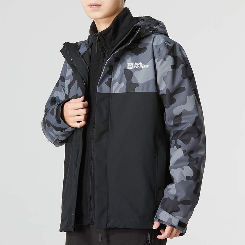 狼爪摇粒绒三合一冲锋衣外套男23冬季新款运动服户外保暖连帽夹克