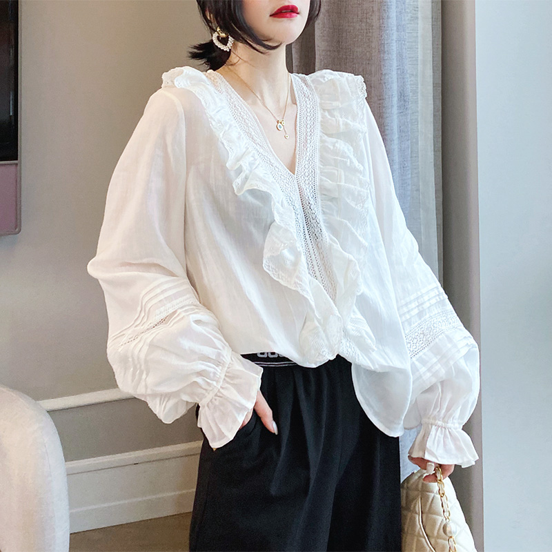 一折欧洲站荷叶边上衣 欧货潮