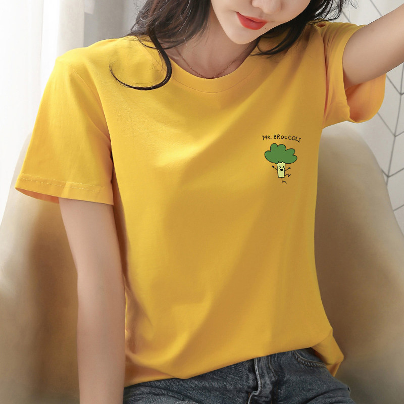 纯棉t恤女短袖2020年新款夏季宽松百搭上衣韩版半袖体桖蔬菜衫潮