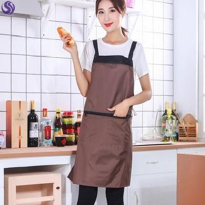 成人韩版时尚带拉链围裙可爱女厨房防水防油背带式围腰可定制lo.