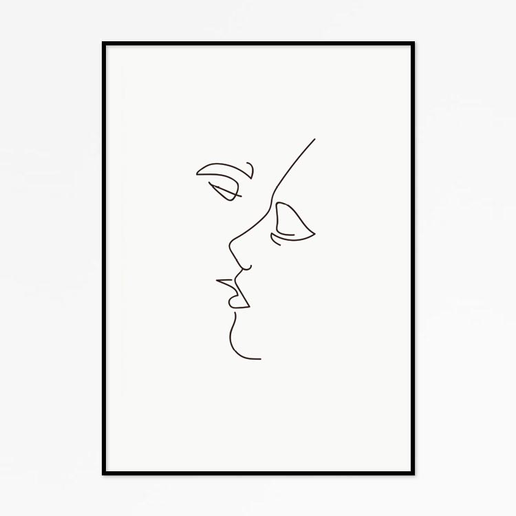 北欧极简抽象线条kiss亲吻爱人人物挂画现代简约现代