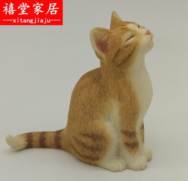 小橘猫咪摆件木雕手做造景小木雕高傲的小猫咪小物件浩彤木工艺品