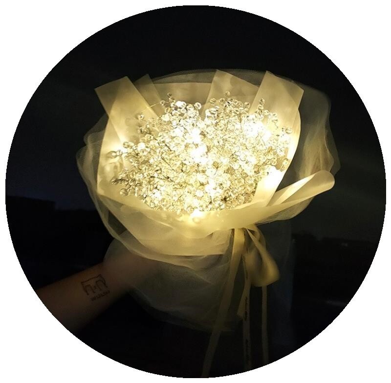 创意满天星灯装饰花束玻璃珠珠子礼品浪漫亚克力求婚干花仙女摆新