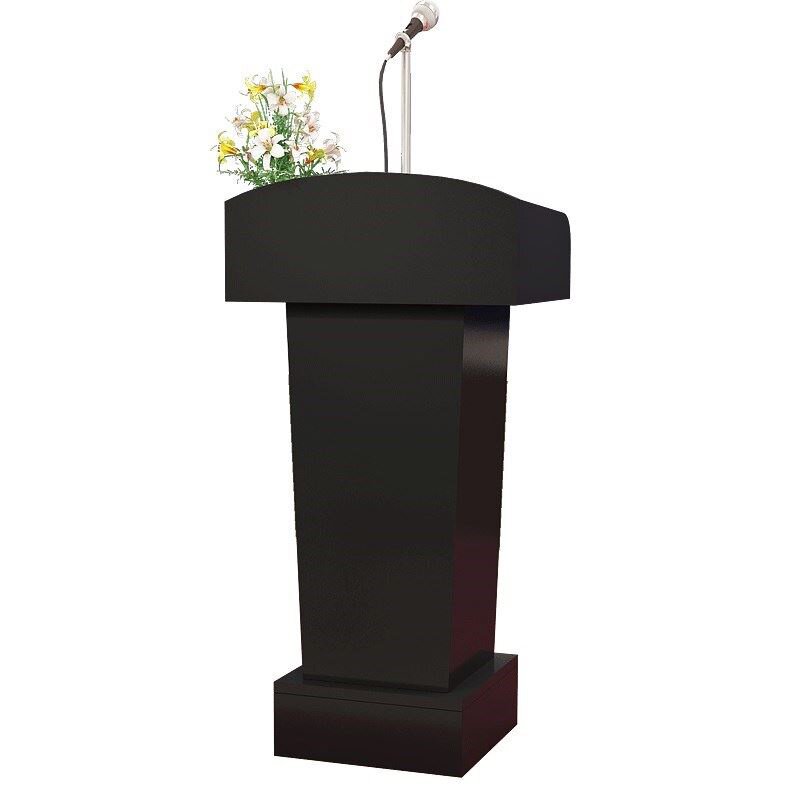 黑白色亚耐用演讲台4店迎宾台接待台咨客台会议发言台水晶讲台