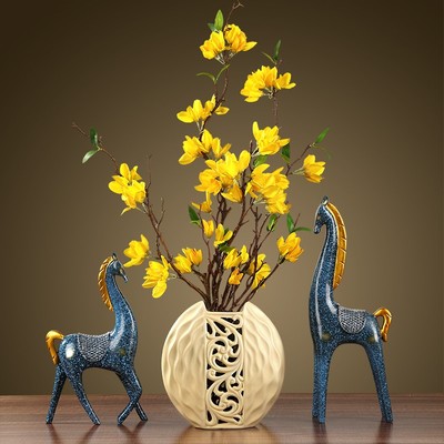 插花新中式情人节美容院架精h致玄幻装饰品摆件景观桌子道具朋友