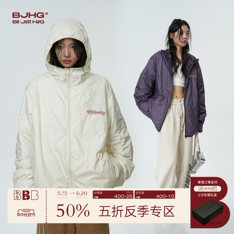 BJHG不计后果美式连帽轻薄羽绒服