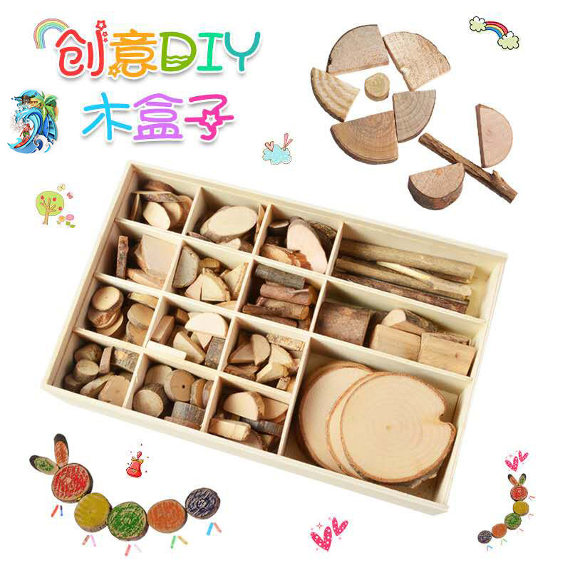 原木片小木块实木diy手工制作材料包原木片手绘木头年轮木头套装