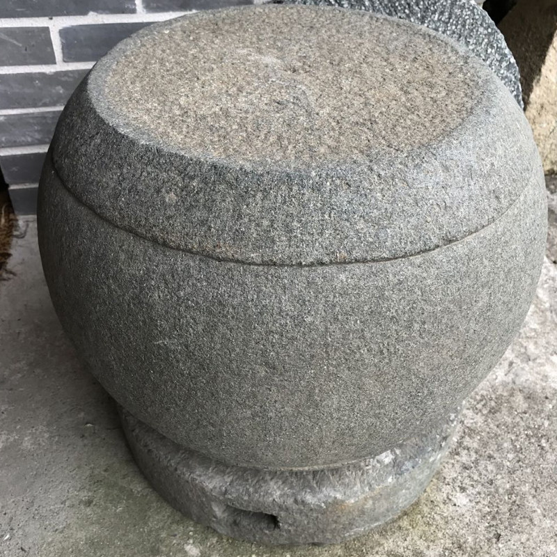 民间老物件老gex石墩石鼓圆墩子旧石器木柱底座菖蒲盆景装饰柱墩