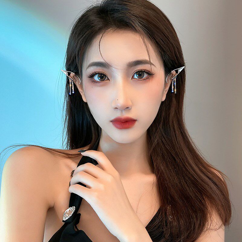 韩国精灵耳饰耳骨夹女无耳洞流苏感耳环女设计感小众耳挂纯银